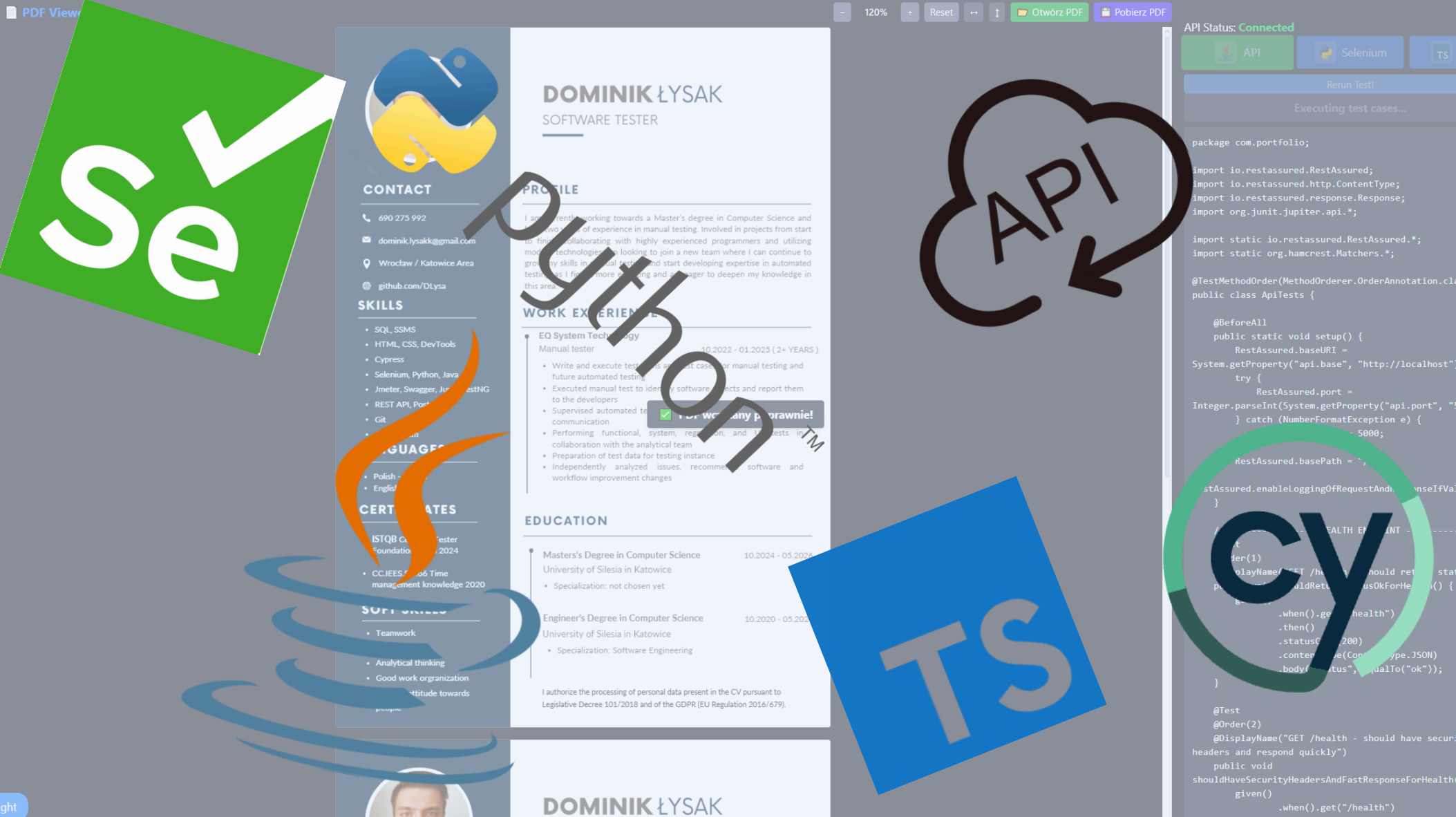 PDF Viewer with 3 types of tests